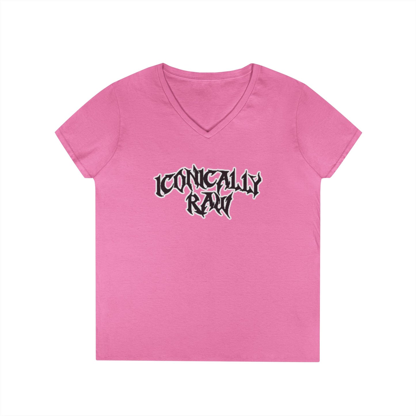 ICONICALLY RAW™ Raw Edition Women’s V-Neck Tee – Light Pink