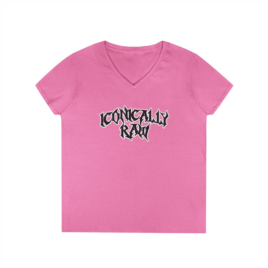 ICONICALLY RAW™ Raw Edition Women’s V-Neck Tee – Light Pink