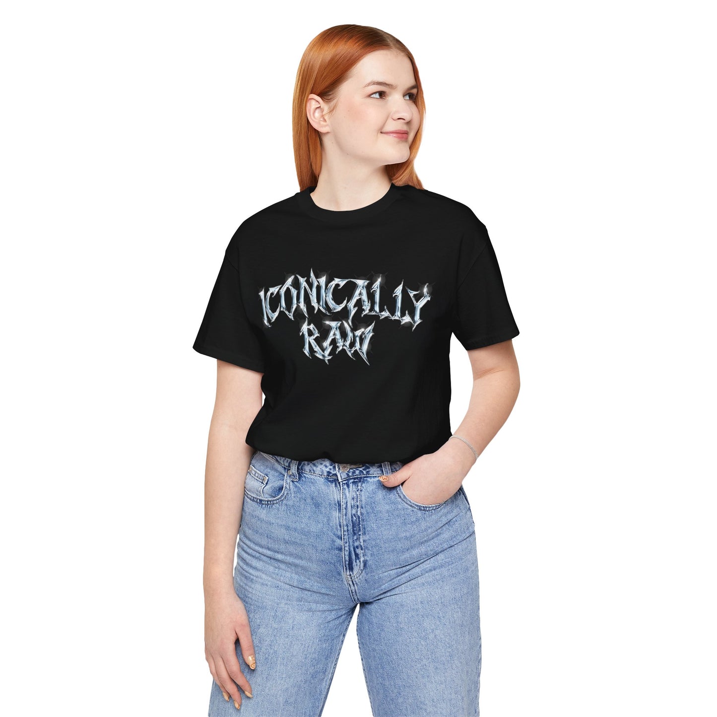ICONICALLY RAW™ Chrome Edition Crew Neck Women’s Tee – Black