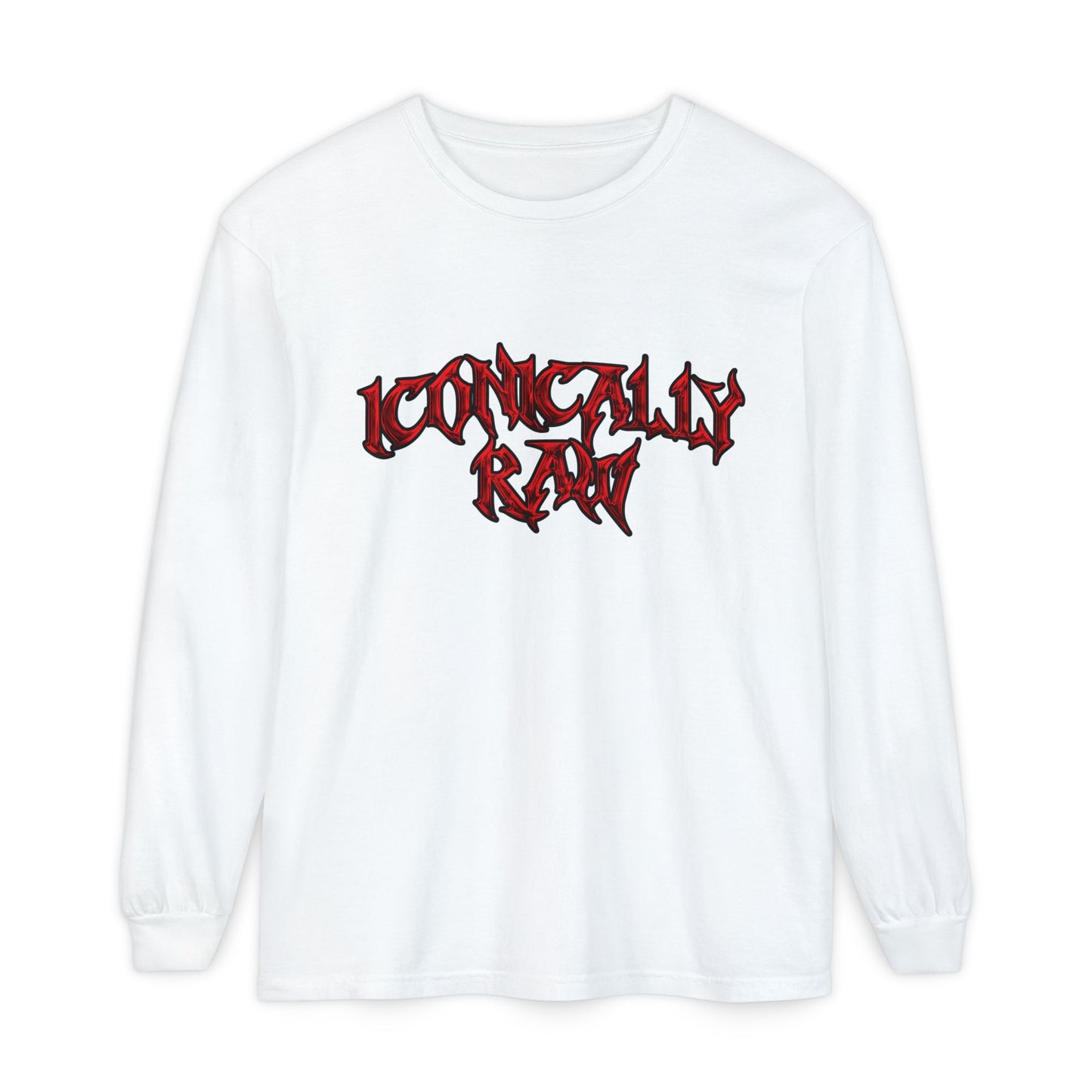 ICONICALLY RAW™ Raw Edition Long Sleeve Tee– White/Red
