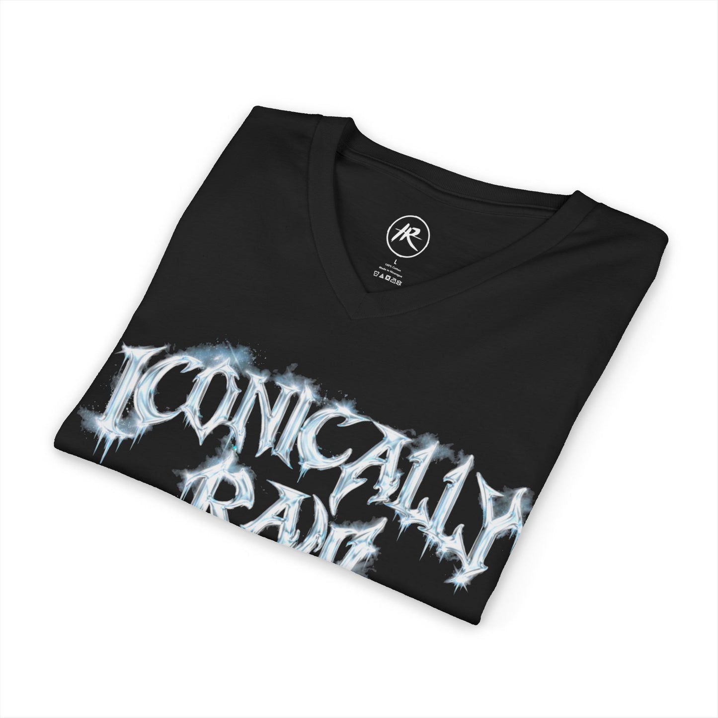 ICONICALLY RAW™ Chrome Edition Women’s V-Neck Tee – Black/Icy Chrome