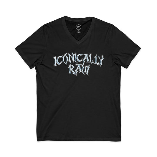 ICONICALLY RAW™ Chrome Edition Women’s V-Neck Tee – Black