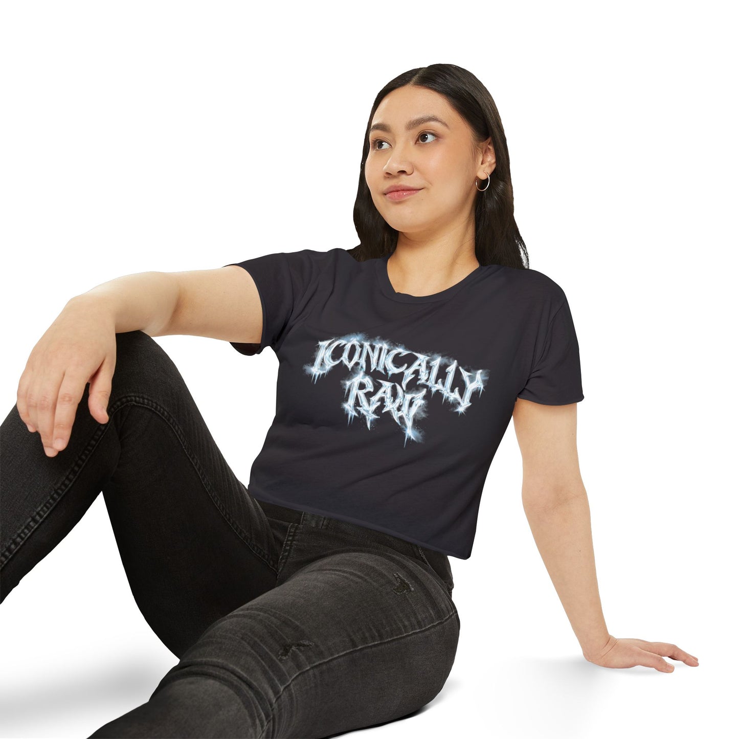 ICONICALLY RAW™ Chrome Edition Women’s Cropped Tee – Black/Icy Chrome