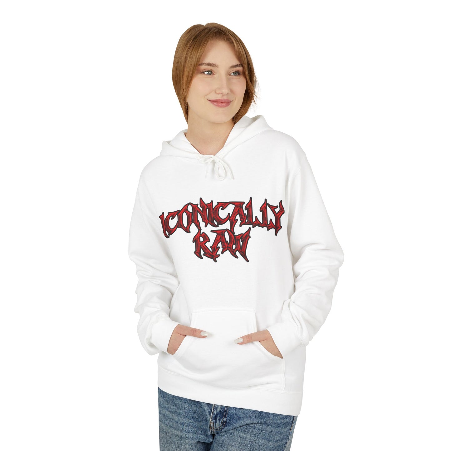ICONICALLY RAW™ Raw Edition Hoodie – White/Red