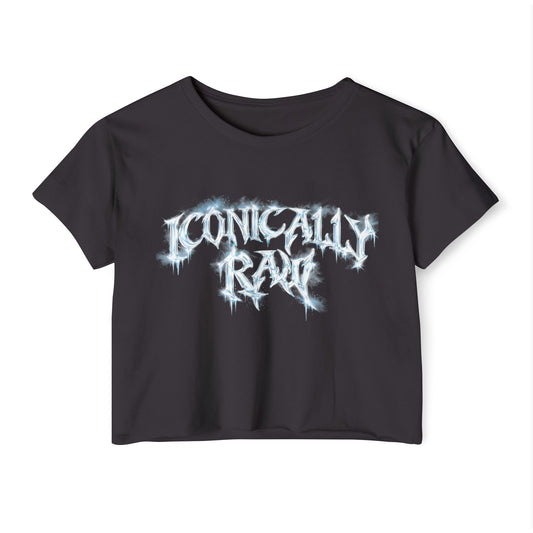 ICONICALLY RAW™ Chrome Edition Women’s Cropped Tee – Black/Icy Chrome