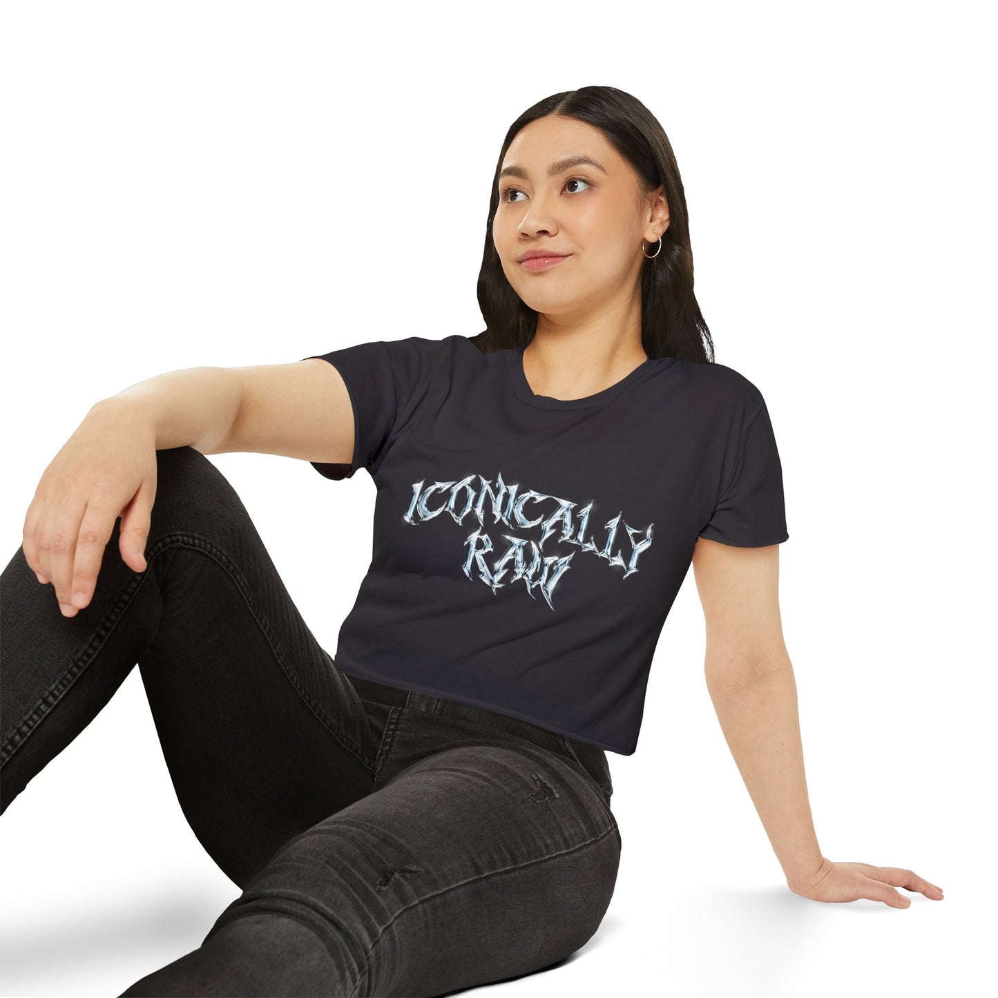 ICONICALLY RAW™ Chrome Edition Women’s Cropped Tee – Black